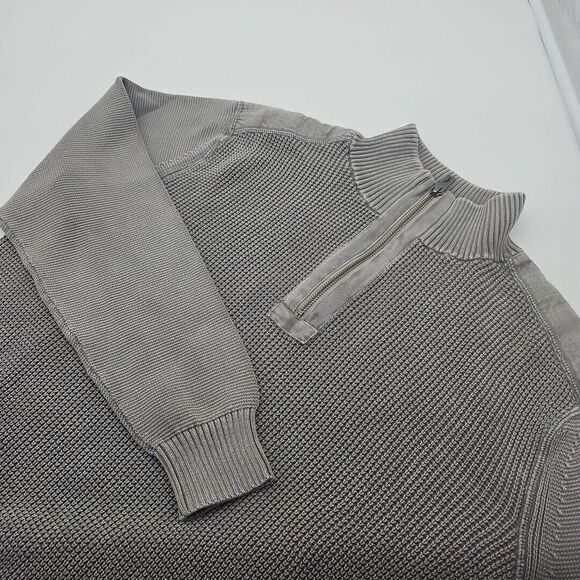 Tommy Bahama Gray 1/4 Zip Pullover‎ 100% Cotton Sweater Size XL - Picture 1 of 5